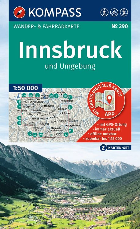 Produktbild: KOMPASS Wanderkarten-Set 290 Innsbruck und Umgebung (2 Karten) 1:50.000