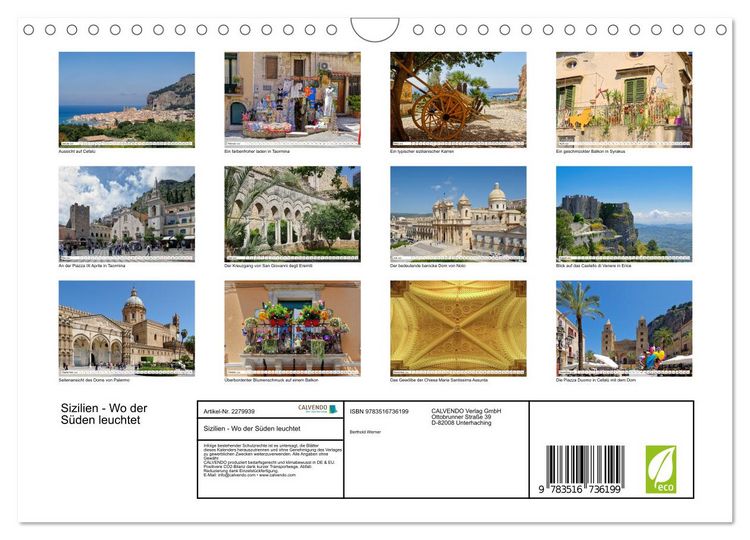 Produktbild: Sizilien - Wo der S&uuml;den leuchtet (Wandkalender 2026 DIN A4 quer), CALVENDO Monatskalender