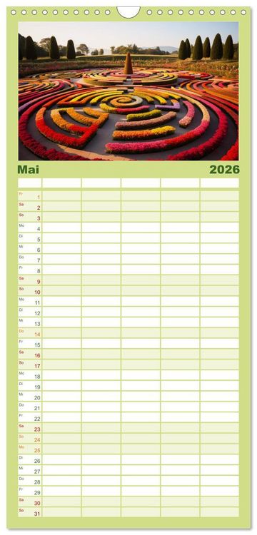 Produktbild: Familienplaner 2026 - Irrg&auml;rten und Labyrinthe mit 5 Spalten (Wandkalender, 21 x 45 cm) CALVENDO