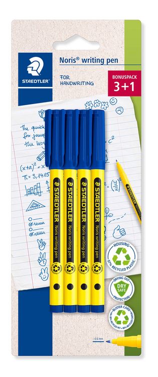 Produktbild: STAEDTLER Noris&reg; writing pen 307, 4 x Fineliner, blau, 307-3 BK4