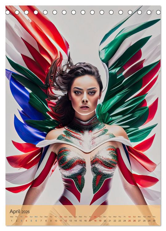 Produktbild: American beauties in a feather style (Desk Calendar 2026 DIN A5 portrait), CALVENDO 12 Month DeskCalendar