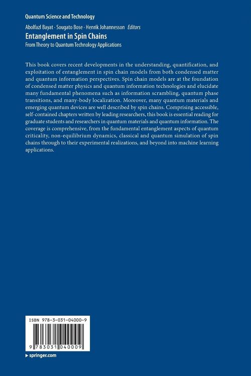 Produktbild: Entanglement in Spin Chains