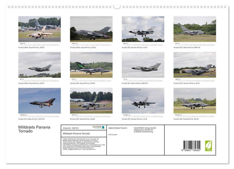 Produktbild: Milit&auml;rjets Panavia Tornado (hochwertiger Premium Wandkalender 2026 DIN A2 quer), Kunstdruck in Hochglanz