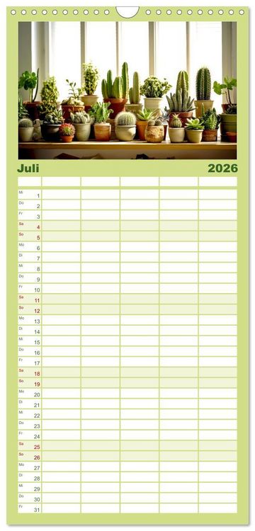 Produktbild: Familienplaner 2026 - Kaktuszauberland mit 5 Spalten (Wandkalender, 21 x 45 cm) CALVENDO