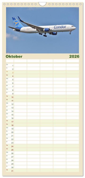 Produktbild: Familienplaner 2026 - Flugzeuge aller Art mit 5 Spalten (Wandkalender, 21 x 45 cm) CALVENDO