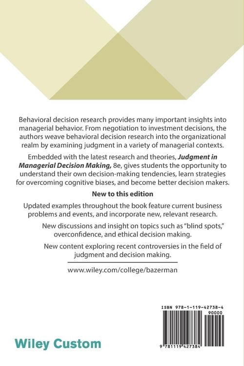 Produktbild: Judgment in Managerial Decision Making