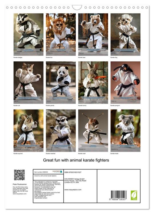 Produktbild: Great fun with animal karate fighters (Wall Calendar 2026 DIN A3 portrait), CALVENDO 12 Month Wall Calendar
