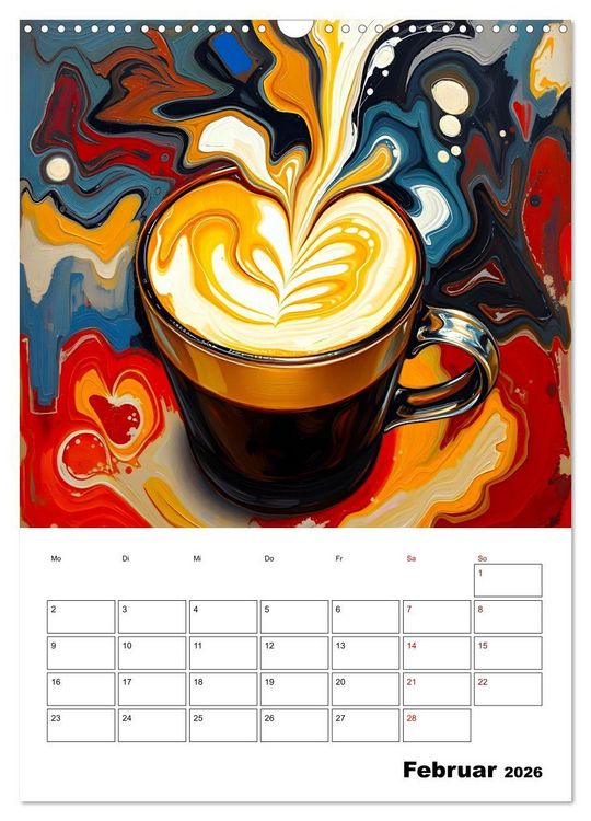 Produktbild: Kaffee trifft Kunst - Aromatische Pinselstriche (Wandkalender 2026 DIN A3 hoch), CALVENDO Monatskalender