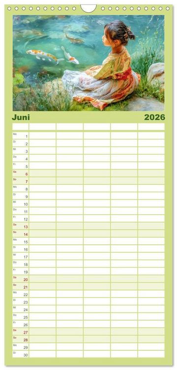 Produktbild: Familienplaner 2026 - Kois - Ein Juwel unter Fischen mit 5 Spalten (Wandkalender, 21 x 45 cm) CALVENDO