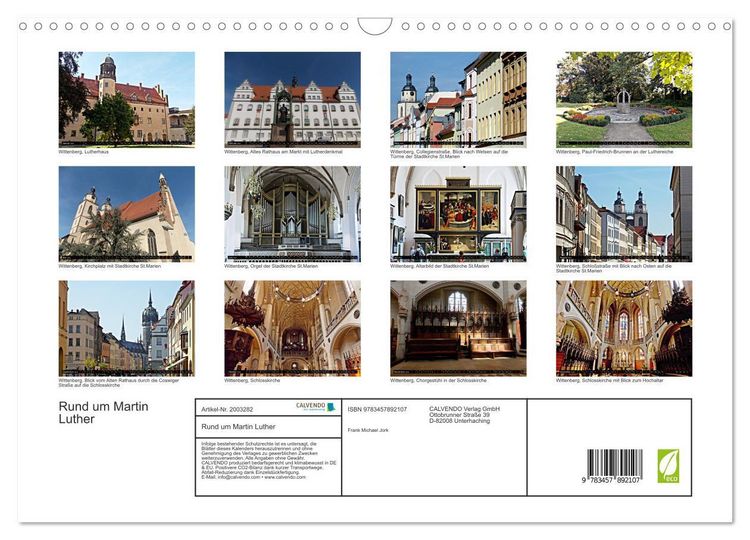 Produktbild: Rund um Martin Luther (Wandkalender 2026 DIN A3 quer), CALVENDO Monatskalender