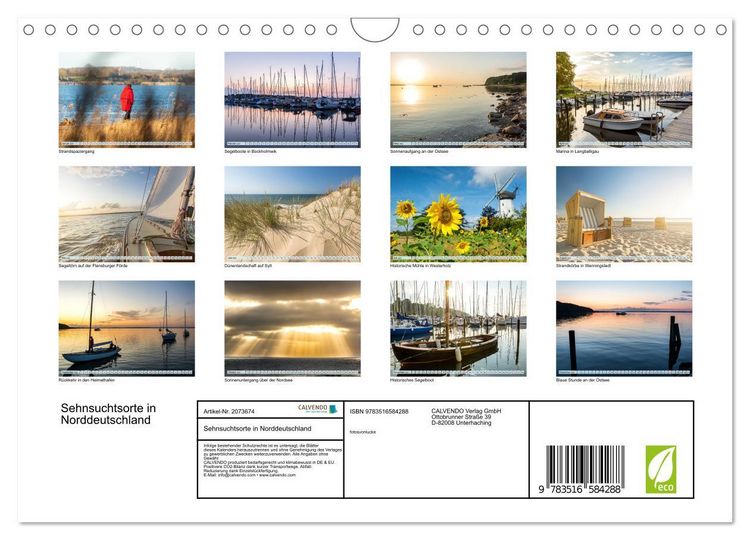 Produktbild: Sehnsuchtsorte in Norddeutschland (Wandkalender 2026 DIN A4 quer), CALVENDO Monatskalender