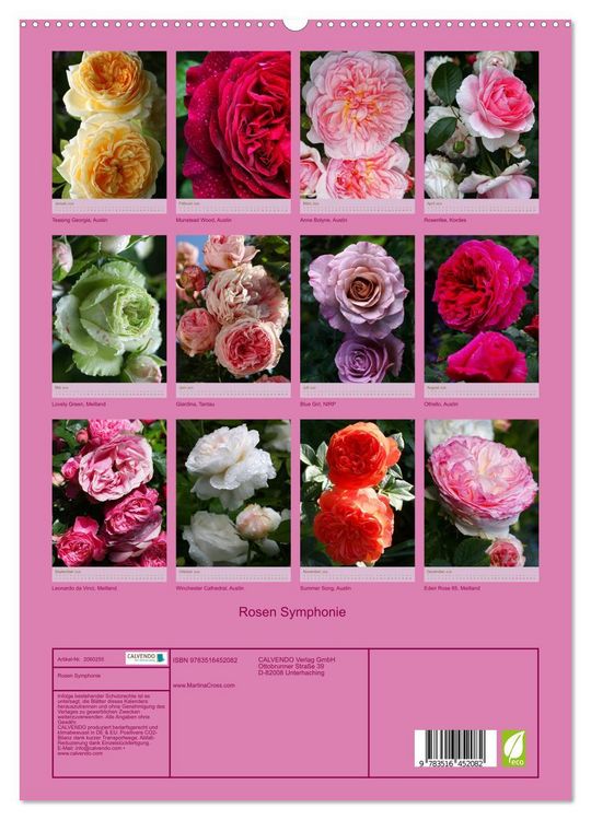 Produktbild: Rosen Symphonie (hochwertiger Premium Wandkalender 2026 DIN A2 hoch), Kunstdruck in Hochglanz