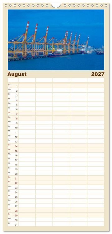 Produktbild: Familienplaner 2027 - Sehnsuchtsh&auml;fen in der Nacht mit 5 Spalten (Wandkalender, 21 x 45 cm) CALVENDO