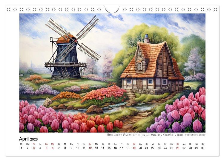 Produktbild: Windm&uuml;hlenzauber (Wandkalender 2026 DIN A4 quer), CALVENDO Monatskalender