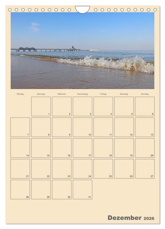 Produktbild: Usedom Ostsee - Terminplaner (Wandkalender 2026 DIN A4 hoch), CALVENDO Monatskalender