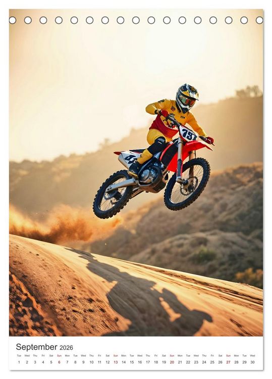 Produktbild: Throttle and thrills - High percentage motocross moments (Desk Calendar 2026 DIN A5 portrait), CALVENDO 12 Month DeskCalendar
