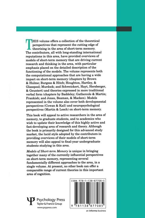 Produktbild: Models Of Short-Term Memory