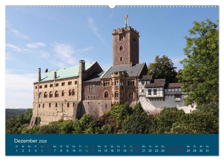 Produktbild: Th&uuml;ringen, unterwegs in Weimar, Erfurt und Eisenach (Wandkalender 2026 DIN A2 quer), CALVENDO Monatskalender