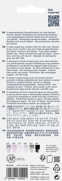 Produktbild: Faber-Castell Tuschestift Dual Marker Goldfaber Aqua, Graut&ouml;ne, 6er Set