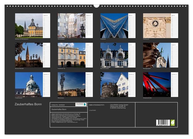 Produktbild: Zauberhaftes Bonn (Wandkalender 2027 DIN A2 quer), CALVENDO Monatskalender