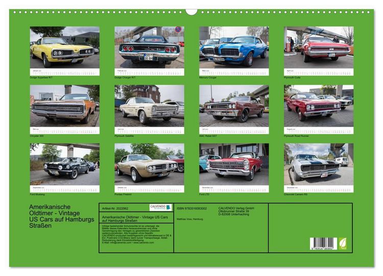 Produktbild: Amerikanische Oldtimer - Vintage US Cars auf Hamburgs Stra&szlig;en (Wandkalender 2026 DIN A2 quer), CALVENDO Monatskalender