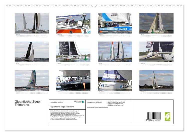 Produktbild: Gigantische Segel-Trimarane (hochwertiger Premium Wandkalender 2026 DIN A2 quer), Kunstdruck in Hochglanz