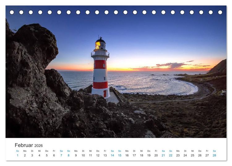 Produktbild: Neuseelands Leuchtt&uuml;rme (Tischkalender 2026 DIN A5 quer), CALVENDO Monatskalender