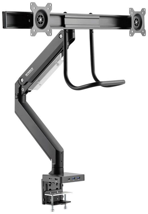 Produktbild: SpeaKa Professional Monitor-Tischhalterung SP-MM-820 2 Display(s) 43,2 cm (17") - 81,3 cm (32") Matt Schwarz Schwenkbar, Neigbar