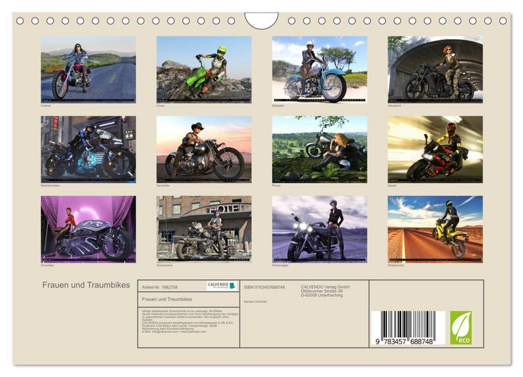Produktbild: Frauen und Traumbikes (Wandkalender 2026 DIN A4 quer), CALVENDO Monatskalender
