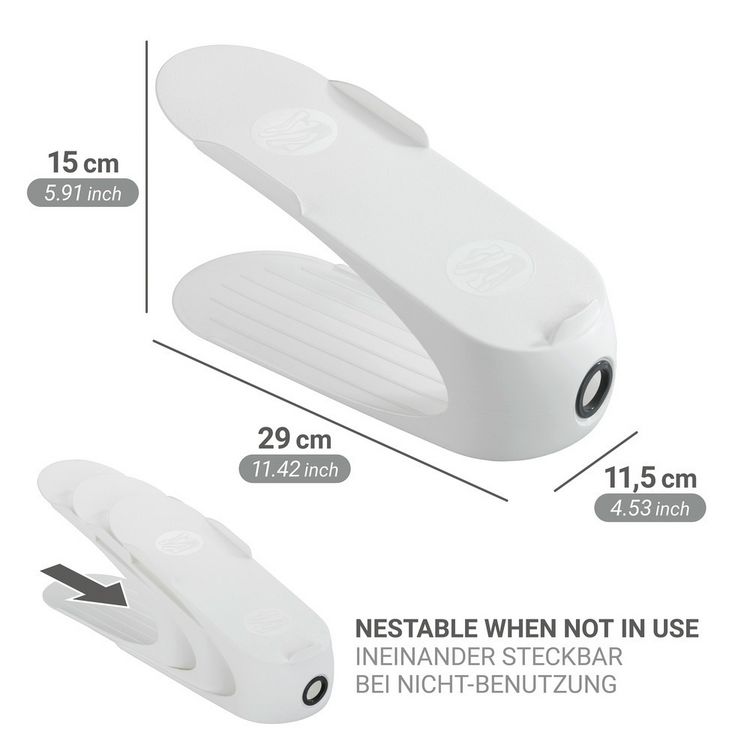 Produktbild: Schuhhalter Wei&szlig; 8er Set, platzsparend &uuml;bereinander stapelbar