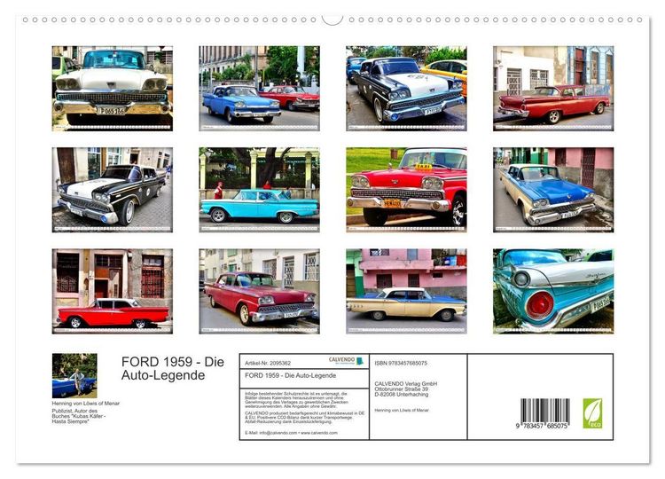 Produktbild: FORD 1959 - Die Auto-Legende (hochwertiger Premium Wandkalender 2026 DIN A2 quer), Kunstdruck in Hochglanz