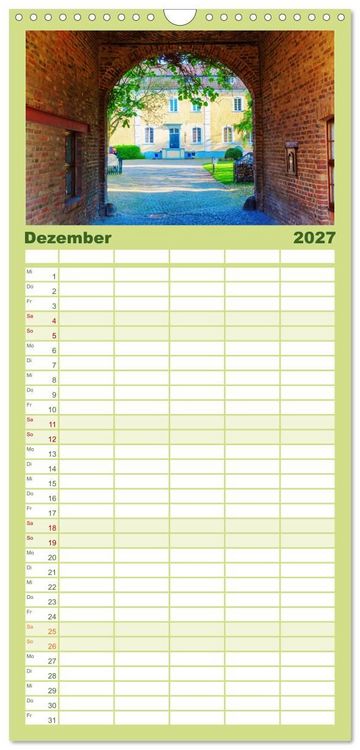 Produktbild: Familienplaner 2027 - Bedburg Alt-Kaster mit 5 Spalten (Wandkalender, 21 x 45 cm) CALVENDO
