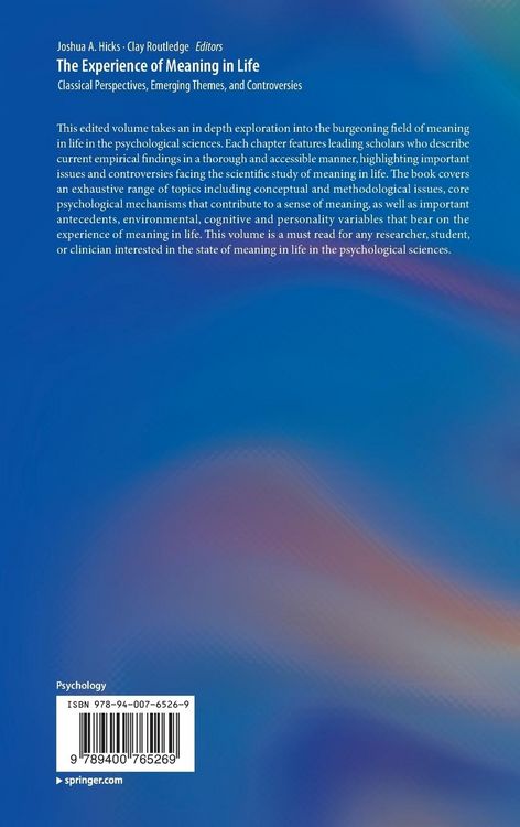 Produktbild: The Experience of Meaning in Life