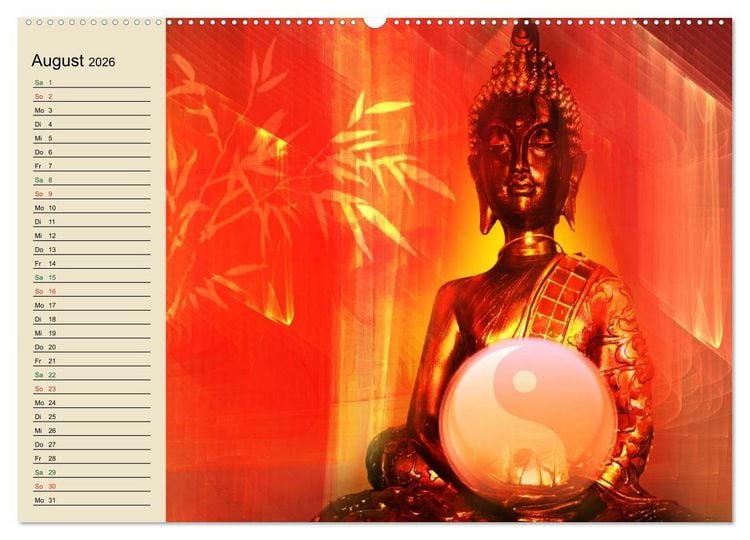 Produktbild: Buddha und Yin Yang (hochwertiger Premium Wandkalender 2026 DIN A2 quer), Kunstdruck in Hochglanz