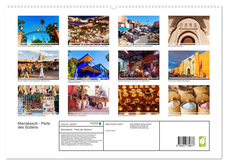 Produktbild: Marrakesch - Perle des S&uuml;dens (hochwertiger Premium Wandkalender 2026 DIN A2 quer), Kunstdruck in Hochglanz