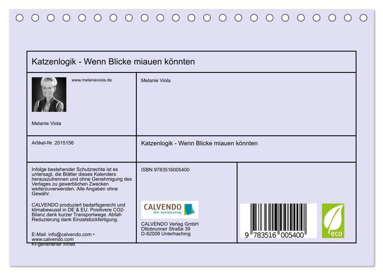 Produktbild: Katzenlogik - Wenn Blicke miauen k&ouml;nnten (Tischkalender 2026 DIN A5 quer), CALVENDO Monatskalender