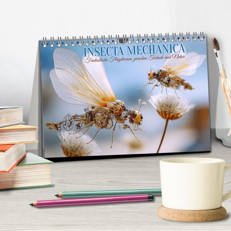 Produktbild: Insecta Mechanica. Fantastische Fl&uuml;gelwesen zwischen Technik und Natur (Tischkalender 2026 DIN A5 quer), CALVENDO Monatskalender