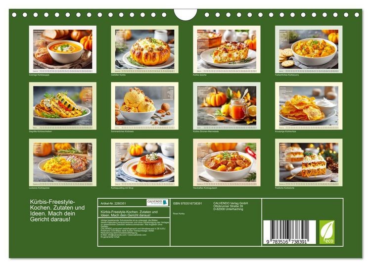 Produktbild: K&uuml;rbis-Freestyle-Kochen. Zutaten und Ideen. Mach dein Gericht daraus! (Wandkalender 2026 DIN A4 quer), CALVENDO Monatskalender