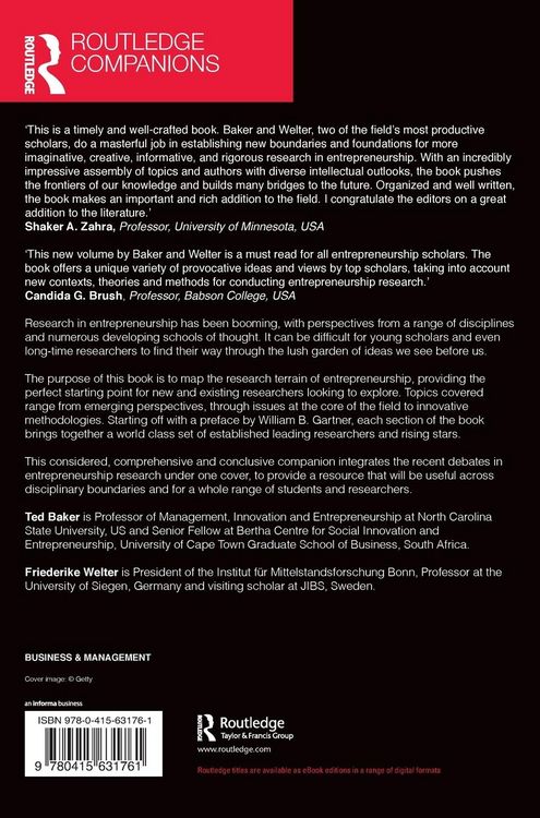 Produktbild: The Routledge Companion to Entrepreneurship