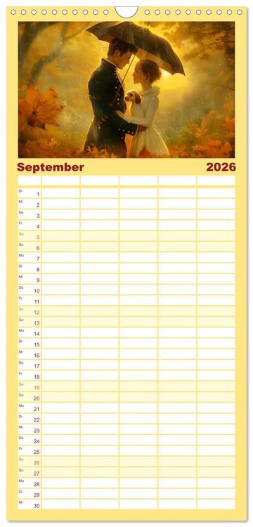 Produktbild: Familienplaner 2026 - B&uuml;cher, Liebe und ein kleiner Hund mit 5 Spalten (Wandkalender, 21 x 45 cm) CALVENDO