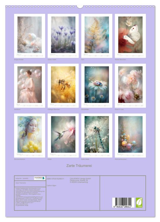 Produktbild: Zarte Tr&auml;umerei (hochwertiger Premium Wandkalender 2026 DIN A2 hoch), Kunstdruck in Hochglanz