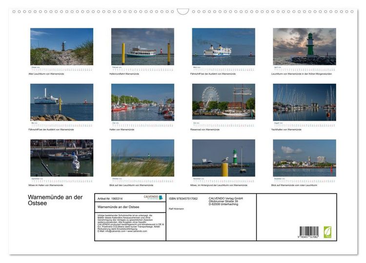 Produktbild: Warnem&uuml;nde an der Ostsee (Wandkalender 2026 DIN A2 quer), CALVENDO Monatskalender