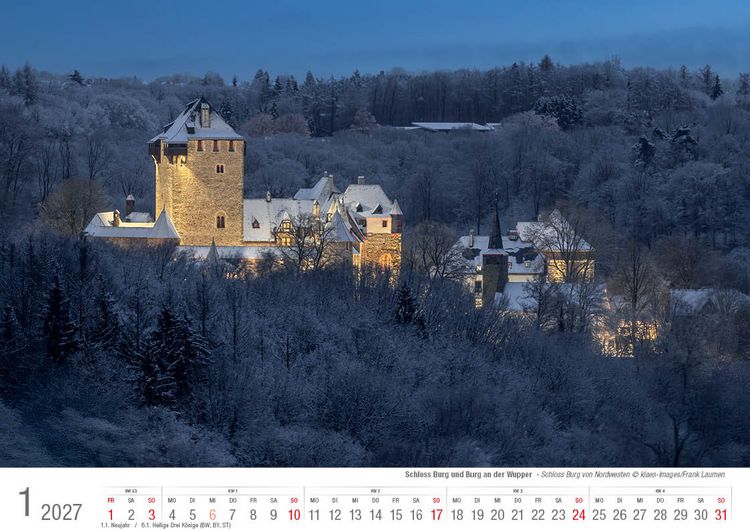 Produktbild: Schloss Burg und Burg an der Wupper 2027 Bildkalender A4 quer, spiralgebunden