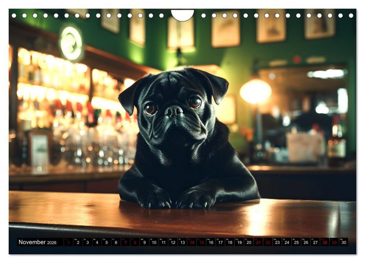 Produktbild: Kleine Helden - eine Hommage an die Mopsrasse (Wandkalender 2026 DIN A4 quer), CALVENDO Monatskalender