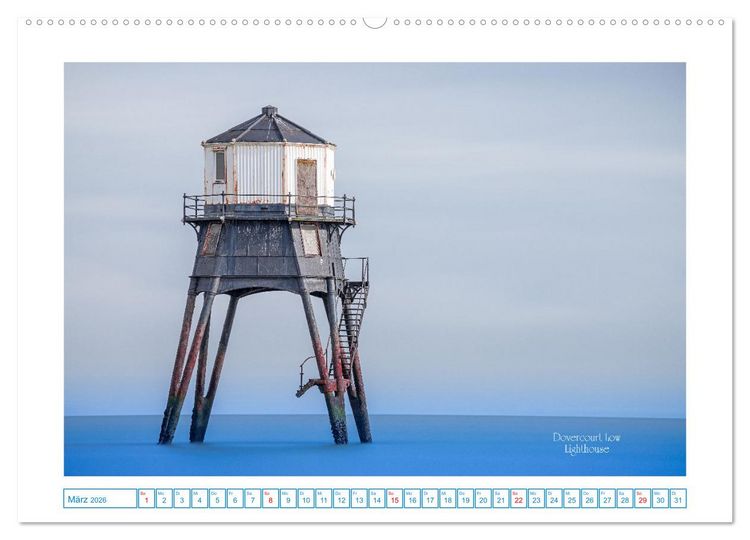 Produktbild: Leuchtt&uuml;rme entlang der britischen K&uuml;ste (hochwertiger Premium Wandkalender 2026 DIN A2 quer), Kunstdruck in Hochglanz