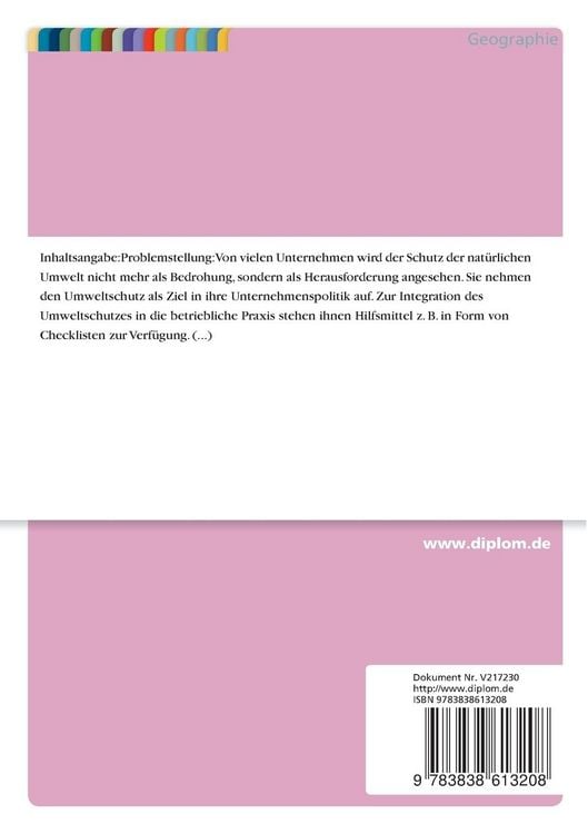 Produktbild: Geographische Aspekte einer ökologisch orientierten Unternehmenspolitik