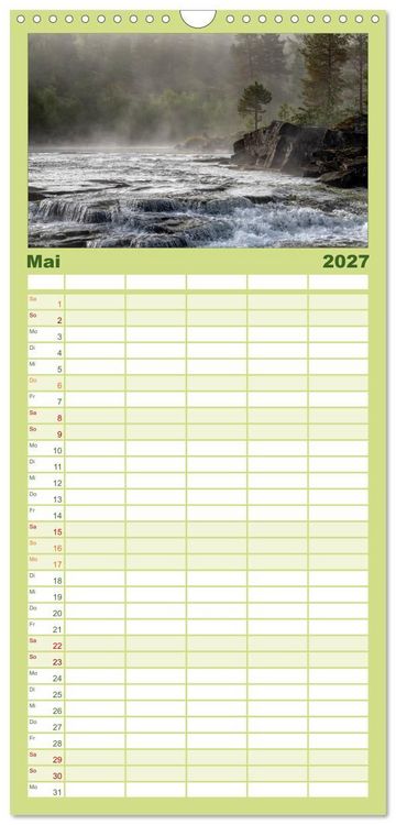 Produktbild: Familienplaner 2027 - Norwegische Landschaften mit 5 Spalten (Wandkalender, 21 x 45 cm) CALVENDO