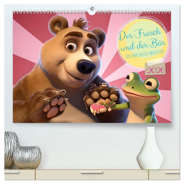 Produktbild: Der Frosch und der B&auml;r - Ein Jahr voller Abenteuer (hochwertiger Premium Wandkalender 2026 DIN A2 quer), Kunstdruck in Hochglanz
