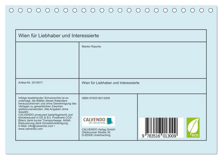 Produktbild: Wien f&uuml;r Liebhaber und Interessierte (Tischkalender 2026 DIN A5 quer), CALVENDO Monatskalender