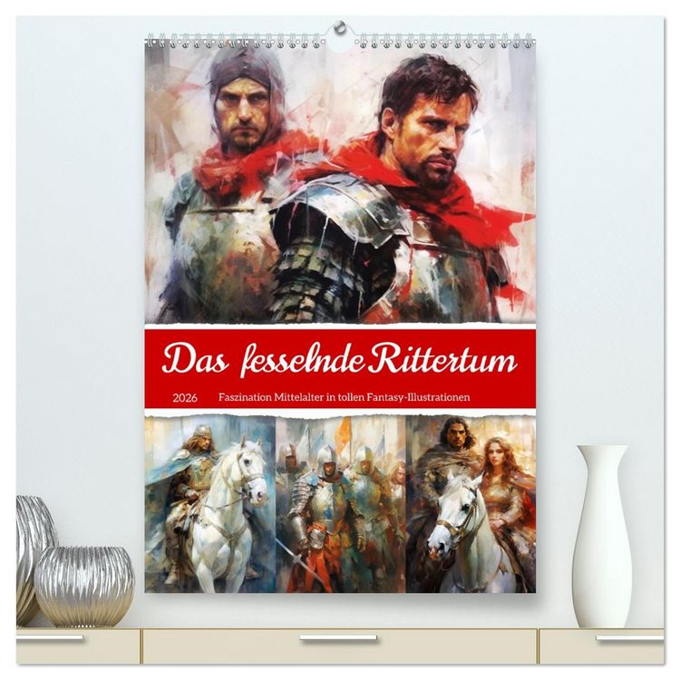 Produktbild: Das fesselnde Rittertum. Faszination Mittelalter in tollen Fantasy-Illustrationen (hochwertiger Premium Wandkalender 2026 DIN A2 hoch), Kunstdruck in Hochglanz